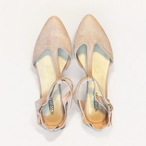 Seychelles Muted Pink T Strap Pointed Toe Flats Size 7